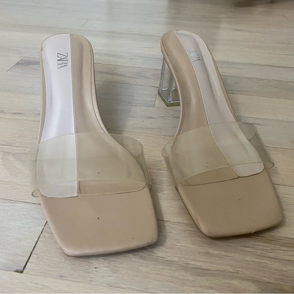 Zara VINYL MULES WITH METHACRYLATE ACRYLIC HEEL Size 9 / 40 - Picture 7 of 10